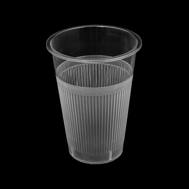 Bicchiere in plastica alimentare liscia e trasparente riciclabile