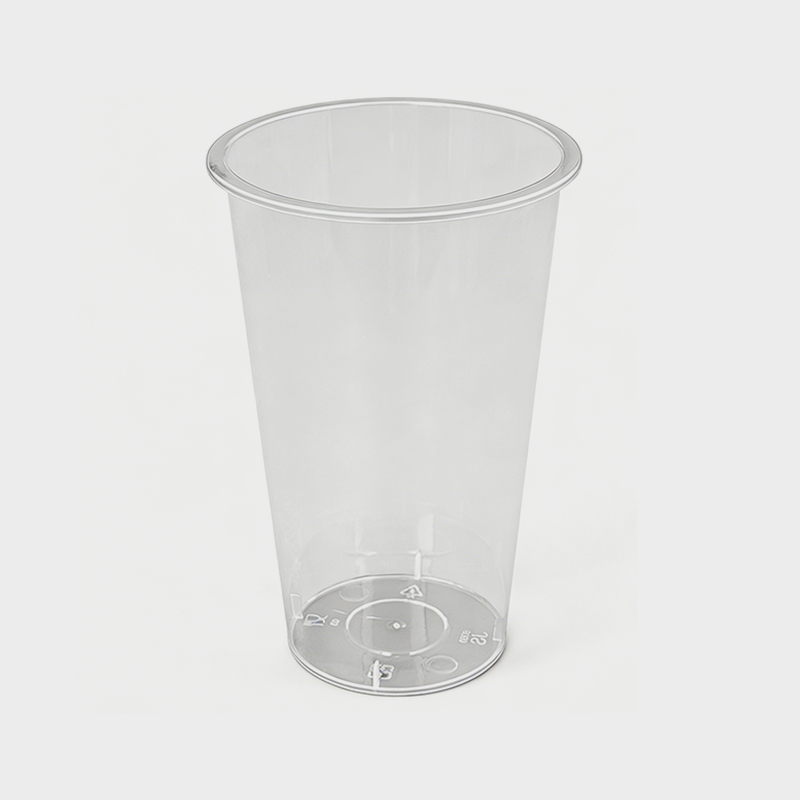 Bicchiere in plastica alimentare riciclabile liscia e trasparente
