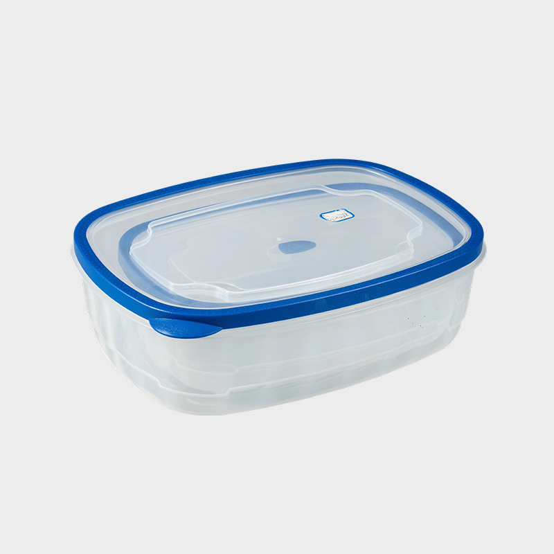 PFT005 Set di 2 contenitori commerciali per la conservazione degli alimenti rettangolari a lunga durata in PP+TPR con coperchi ventilati sovrastampati (3700 ml + 6800 ml)