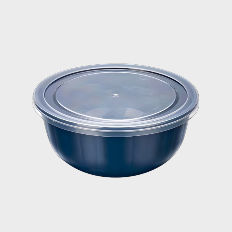 PFB021 Contenitore per alimenti in PP blu intenso a forma di ciotola rotonda da 885 ml con coperchio trasparente