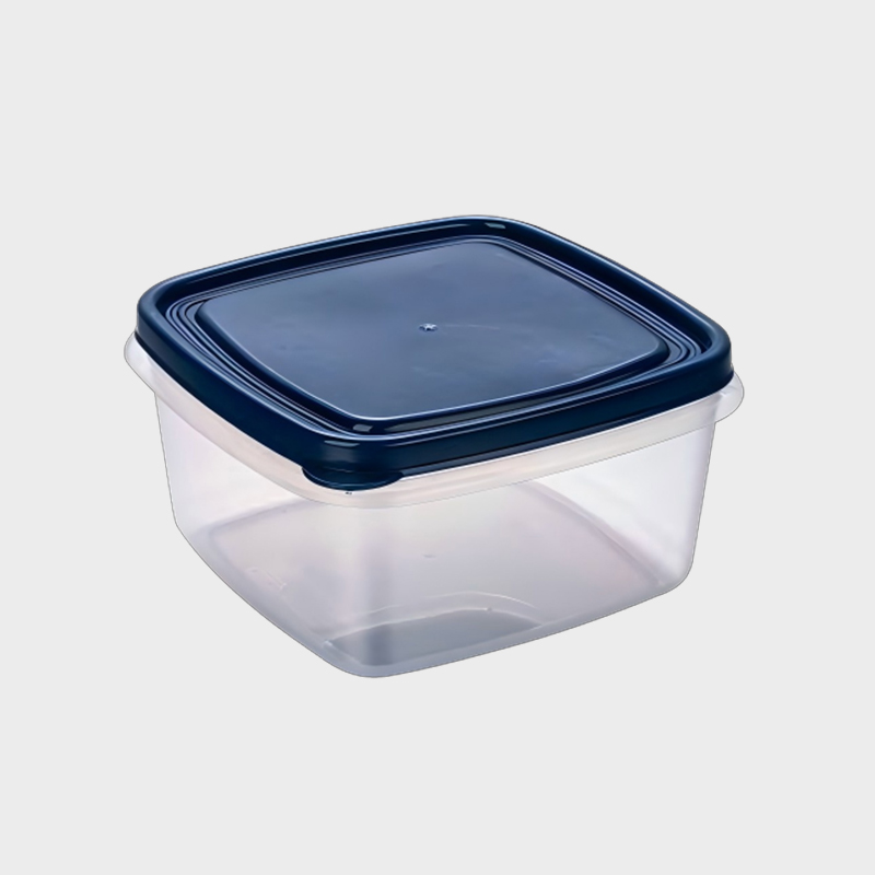 PFB022 Contenitore per alimenti e prodotti agricoli in PP quadrato equilatero da 1250 ml con coperchio blu