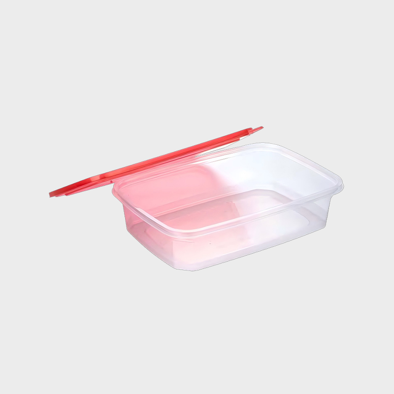PFB056 Set di contenitori per alimenti e prodotti agricoli rettangolari in PP da 3700 ml con coperchio rosso
