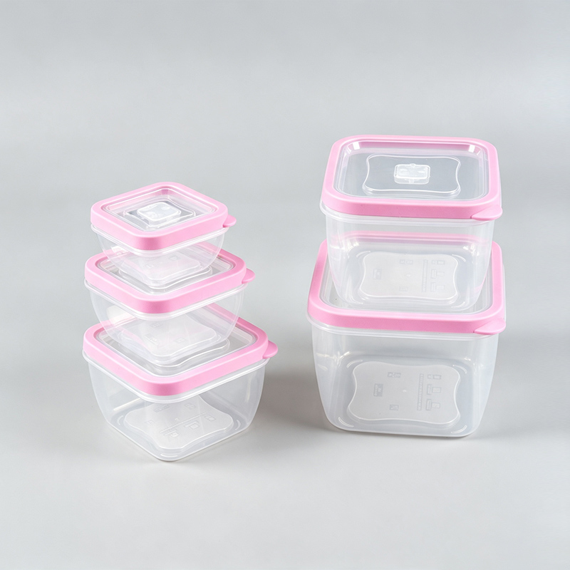 PFT004 Set inseribile di contenitori per stoccaggio alimentare e agricolo quadrati da 5 pezzi in PP + TPE da 330 ml-2880 ml
